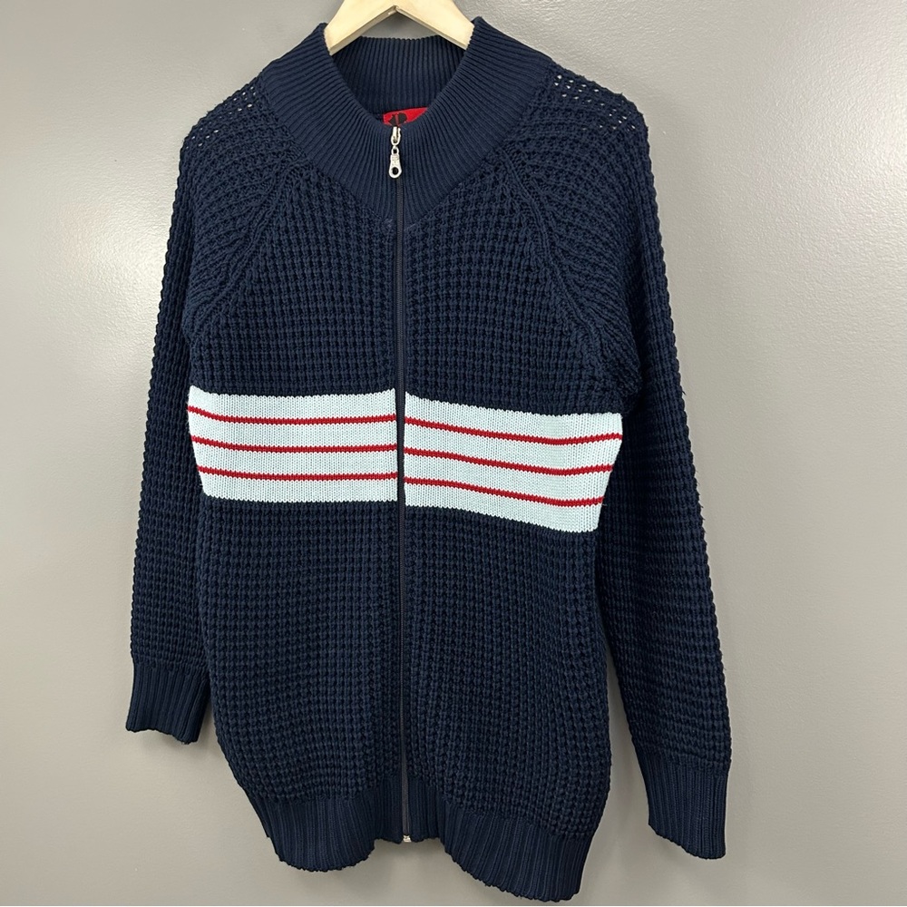 Bokura Jeans Argentina Navy Blue Wool Blend Knit Zip-Up Sweater Size Medium - Picture 4 of 12